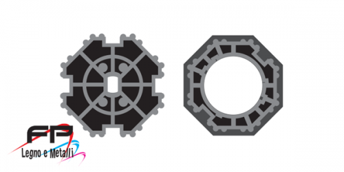 Corona e adattatore per rullo ottagonale ø 70 per tapparella per motore ø 45